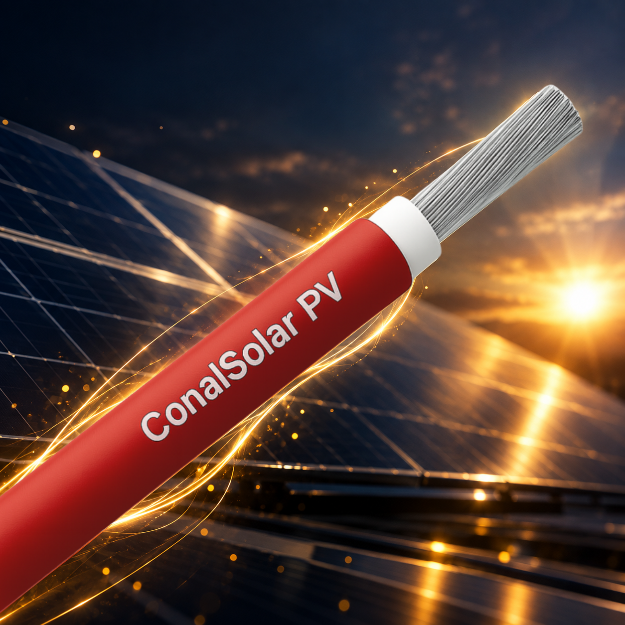 Cable ConalSolar PV® sobre paneles solares